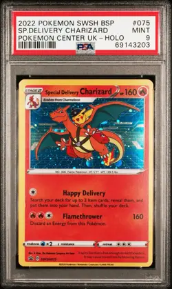 2022 Pokemon SWSH Black Star Promo Special Delivery Charizard UK Holo #075 PSA 9 - Image 1