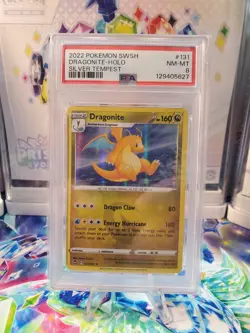 PSA 8 NM-MT 2022 Pokemon Sword Shield Silver Tempest 131 Dragonite Holo Foil - Image 1