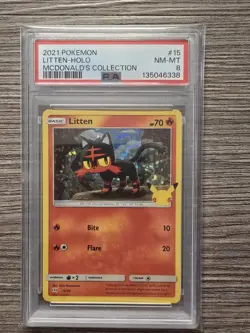 PSA 8 2021 POKEMON MCDONALD'S COLLECTION LITTEN-HOLO - Image 1
