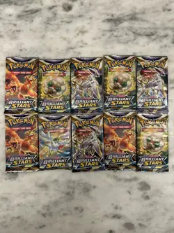 10 X Pokemon SWSH Brilliant Stars Booster Packs Sealed Excellent Condition - Image 1