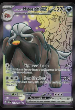 Arven's Mabosstiff ex 218/182 Full Art: Destined Rivals Pokemon TCG Near Mint - Image 1