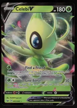Celebi V 001/202: Sword & Shield Base Set Pokemon TCG Near Mint - Image 1
