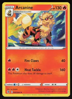 Arcanine 033/264 Non-Holo: Fusion Strike Pokemon TCG Near Mint - Image 1