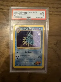 2000 Pokemon Gym Heroes Misty's Seadra Holo Rare 9/132 PSA 9 with Swirl - Image 1