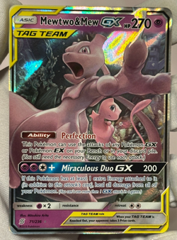 Mewtwo & Mew GX 71/236 Sm-Unified Minds Holo Tag Team Pokemon Card Near Mint - Image 1