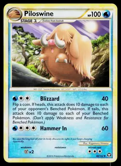 Piloswine 48/102 Uncommon HGSS Triumphant Pokemon Moderately Played - Image 1