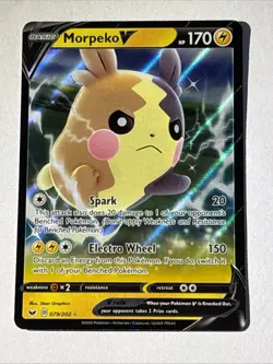 Morpeko V 079/202 Swsh01: Sword & Shield Holo Pokemon TCG NM - Image 1
