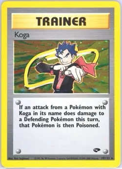 Pokemon Koga 19/132 Unlimited Holo Rare 2000 WOTC Gym Challenge - Image 2