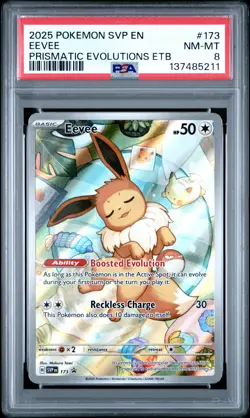 2025 POKEMON SVP EN-SV BLACK STAR PROMO #173 EEVEE PSA 8 - Image 1