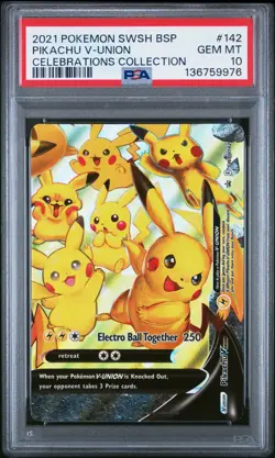 Pikachu V-Union SWSH142 SWSH: Sword & Shield Promo Cards Holo PSA 10 - Image 1