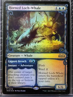 Horned Loch-Whale (Showcase) Wilds of Eldraine Foil Rare MTG NM - Image 1