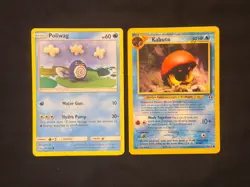 Vintage Pokemon Cards - “Knitted” Poliwag and “clay sculpture” Kabuto - 2 Cards - Image 1