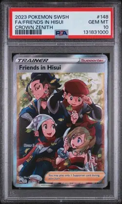 2023 POKEMON SWORD AND SHIELD CROWN ZENITH #148 FRIENDS IN HISUI PSA 10 - Image 1