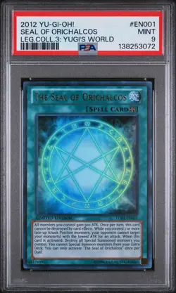 2012 YU-GI-OH! LEGEND COLL 3: YUGI'S WORLD #EN001 THE SEAL OF ORICHALCOS PSA 9 - Image 1