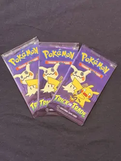 Pokemon Trick or Trade Booster Pack 3 Cards Mimikyu Pikachu 3 Packs - Image 1