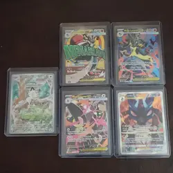 Pokemon TCG 5 Card Lot Meowth, Mega Lucario EX, Mega Lopunny EX, Lucario VSTAR - Image 1