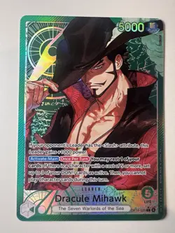 One Piece TCG OP14-020 Dracule Mihawk Leader Alt Art AA Card Game CCG English - Image 2