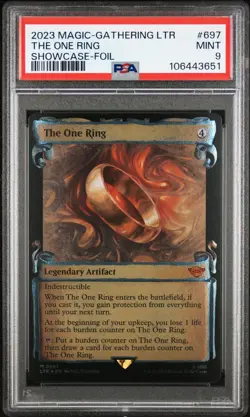 2023 MTG LTR The One Ring #697 (M) Showcase Scrolls Lord Of The Rings PSA 9 FOIL - Image 1