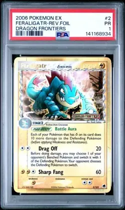 2006 POKEMON EX DRAGON FRONTIERS #2 FERALIGATR-REVERSE FOIL PSA 1 - Image 1