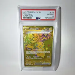 Pokemon Pikachu ex Hyper Rare Holo Sv: Prismatic Evolutions #179/131 PSA 10 2025 - Image 1
