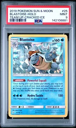 PSA 9 Mint 2019 POKEMON SUN & MOON TEAM UP 25 BLASTOISE HOLO CRACKED ICE - Image 1