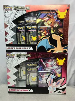 Lance's CHARIZARD V + DARK SYLVEON V Pokemon Celebrations 2021 SET - Image 1