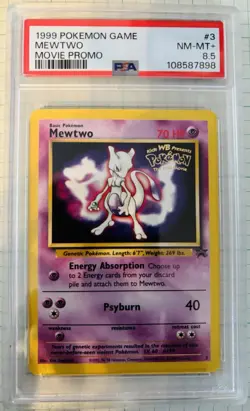 1999 POKEMON GAME MOVIE PROMO #3 MEWTWO PSA 8.5 - Image 1