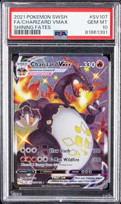 2021 POKEMON SWORD & SHIELD SHINING FATES #SV107 FULL ART/CHARIZARD VMAX PSA 10 - Image 1