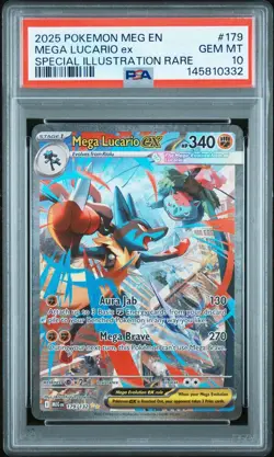 Pokemon Mega Lucario ex 179/132 Me01: Mega Evolution Holo PSA 10 - Image 1