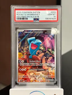 2025 POKEMON SVP EN-SV BLACK STAR PROMO #203 TEAM ROCKET'S WOBBUFFET PSA 10 - Image 3