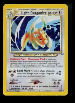 #2 Light Dragonite 14/105 2000 Neo Destiny 2000 Holo Rare WOTC Pokemon Card TCG - Image 1