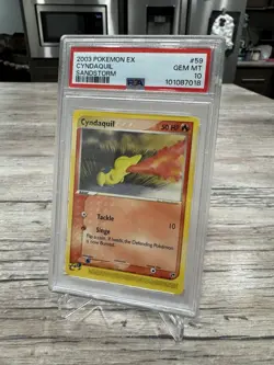Psa 10 GEM MINT Cyndaquil 2003 EX Sandstorm 59/100 Reverse Holo Pokemon Card - Image 2