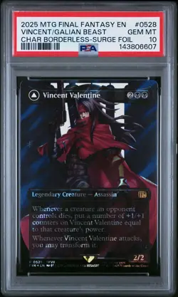 PSA 10 Vincent Valentine (Borderless) (Surge Foil) MTG Final Fantasy 0528 - Image 2