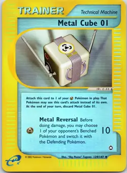Metal Cube 01 #129/147 Reverse Holo Aquapolis EReader Pokemon NM - Image 1