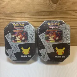 2X Pokemon TCG 25th Anniversary Celebrations Tin Lance's Charizard V - SEALED - Image 1