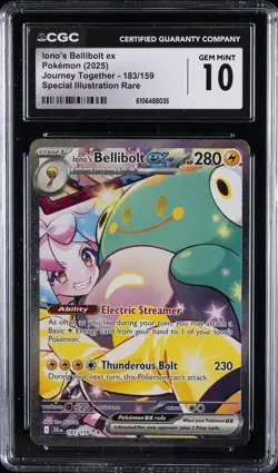 2025 POKEMON JTG SPECIAL ILLUSTRATION RARE #183 IONO'S BELLIBOLT EX CGC 10 GM - Image 1