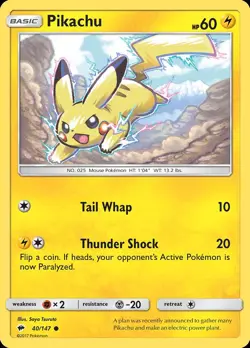 Pokemon Pikachu (40/188) Burning Shadows LP - Image 1