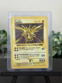 Pokemon TCG Zapdos Holo Rare 16/102 Base Set Unlimited Vintage 1999 WOTC - Image 1
