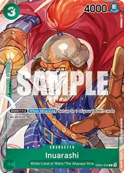 One Piece Inuarashi (Box Topper) (OP01-034/284) OP01 Romance Dawn NM FOIL - Image 1