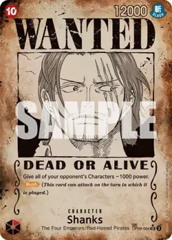 One Piece Shanks (Wanted Poster) - OP09-004 - SR - Foil, Near Mint Emperors in t - Image 1