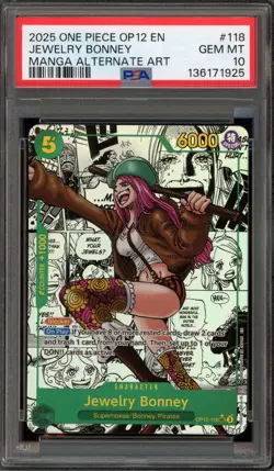 One Piece CCG Jewelry Bonney Manga Alternate Art OP12-118 PSA 10 Gem Mint - Image 1