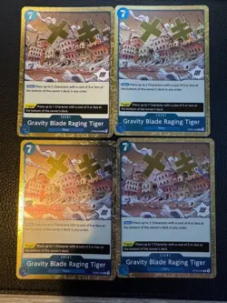OP06-058 Gravity Blade Raging Tiger Playset One Piece Cards x4 Playset - Image 1
