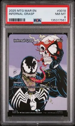 2025 MTG MARVEL'S SPIDER-MAN: SOURCE MATERIAL #0018 INFERNAL GRASP PSA 8 - Image 1