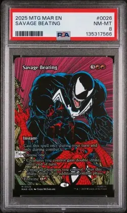 2025 MTG MARVEL'S SPIDER-MAN: SOURCE MATERIAL #0026 SAVAGE BEATING PSA 8 - Image 1
