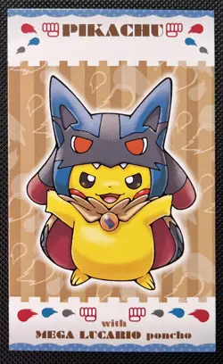 Poncho Pikachu Mega Lucario Business Card Mega Campaign Japanese Pokemon 2016 - Image 1