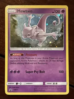 Pokemon Sun & Moon Promo Mewtwo SM77 Cosmos Holo LP - Image 1