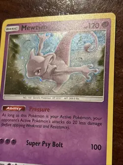 Pokemon Sun & Moon Promo Mewtwo SM77 Cosmos Holo LP - Image 3