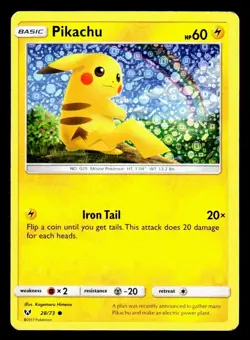 Pikachu 28/73 Sequin Holo General Mills Pokemon Card Shining Legends LP - Image 1