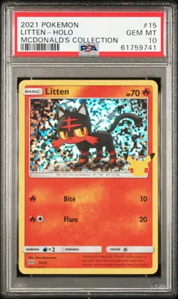 2021 Pokemon Mcdonald's Collection #15 Litten Holo PSA 10 - Image 1