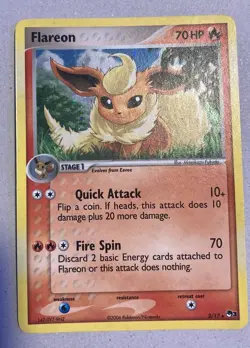 Pokemon Card TCG Flareon 2/17 Holo Ultra Rare 2006 Pop Series 3 Promo Vintage - Image 1